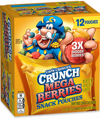 Bag of Cap’n Crunch’s Crunch Mega Berries Snack Pouches