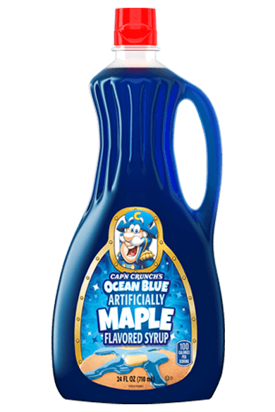 Bag of Cap’n Crunch’s Ocean Blue Artificially Maple Flavored Syrup